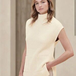 Luxury Banana Republic Wool Blend Turtleneck Tunic Sweater Vest, Women's L